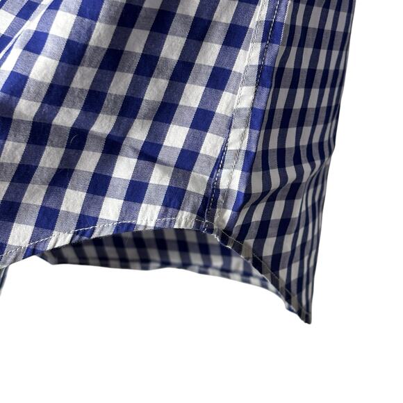 UNTUCKit Blue White Gingham Checkered Button Down Womens 0 Classic Preppy NWT - Picture 10 of 13